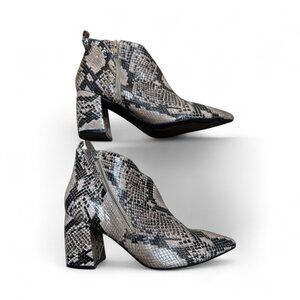 Marc Fisher Snake Print Leather Block Heel Boots – Size 8.5M